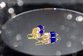 Earrings Amber Golden Gld Sapphire