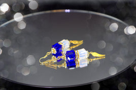 Earrings Sapphire Gld Fire Opal w Gld Wing